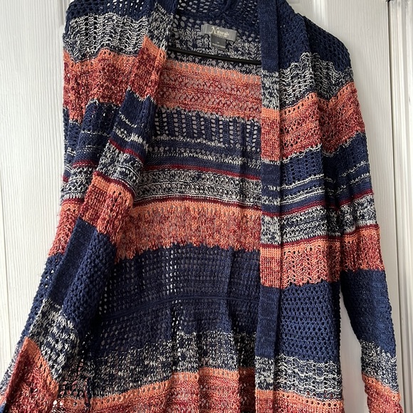 NWOT Natural Reflections wide striped knit waterfall Cardigan size Medium - Picture 3 of 16